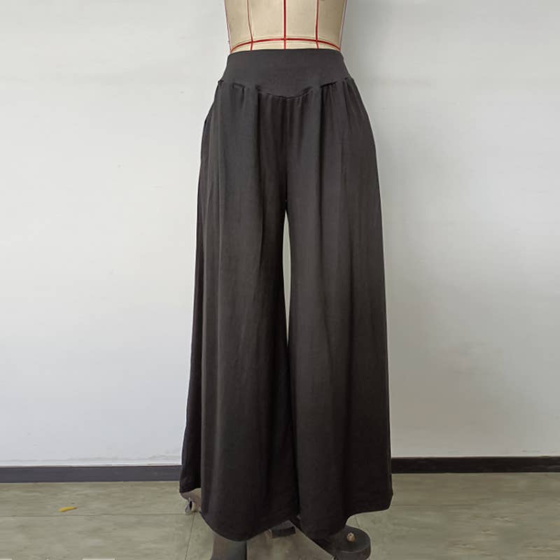 Loose Fit Solid Color Capri Wide-Leg Pants