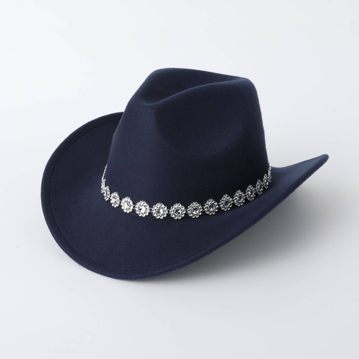 Sequin Spiral Brim Western Felt Fedora Hat_CWAH3634
