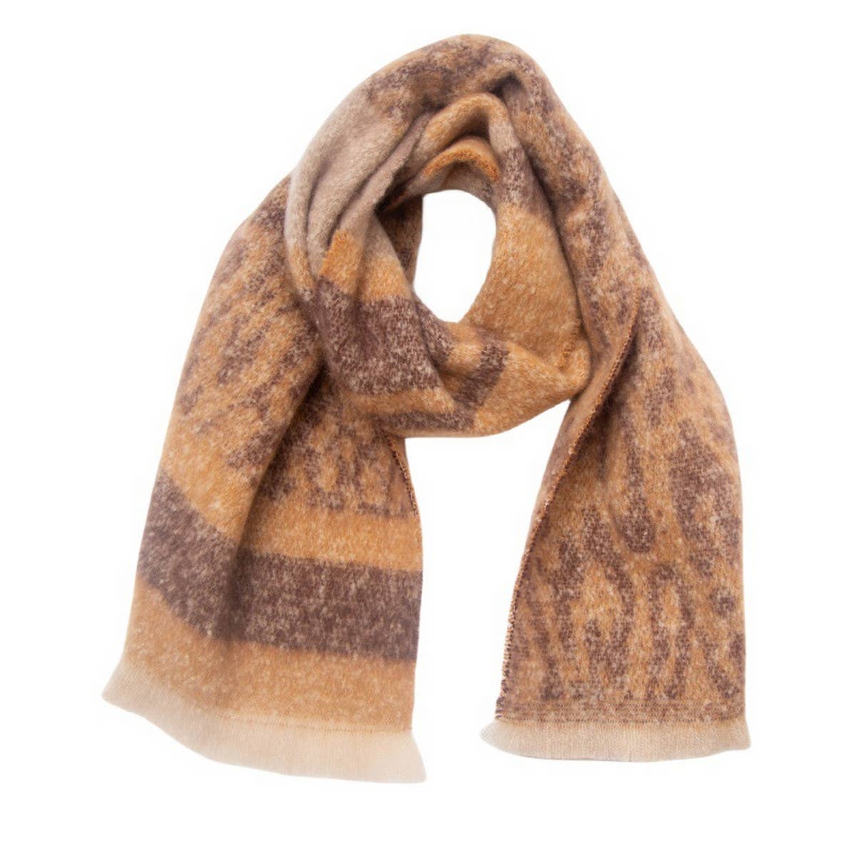 Leopard Jacquard Scarf - Unisex Winter Knit Wrap