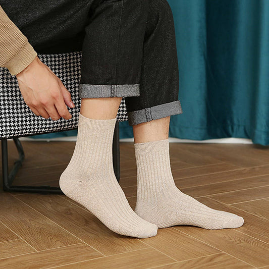 SOLID COLOR MASSAGE BOTTOM CASUAL MID-CALF SOCKS_CWMS0993
