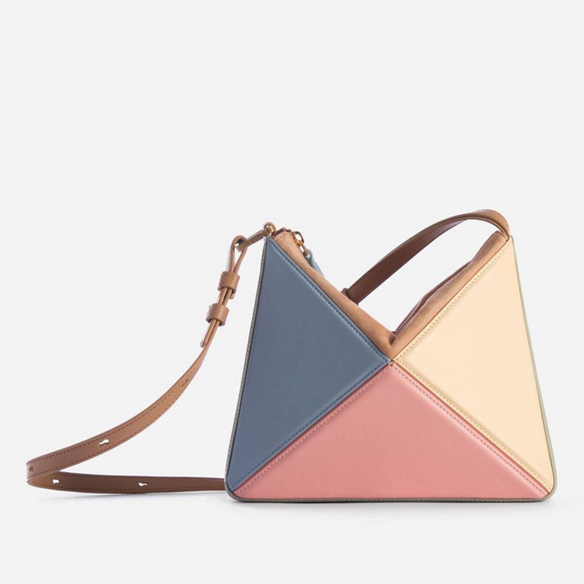 TRIANGULAR RHOMBUS STITCHING FOLDING SHOULDER BAG_CWAB1933