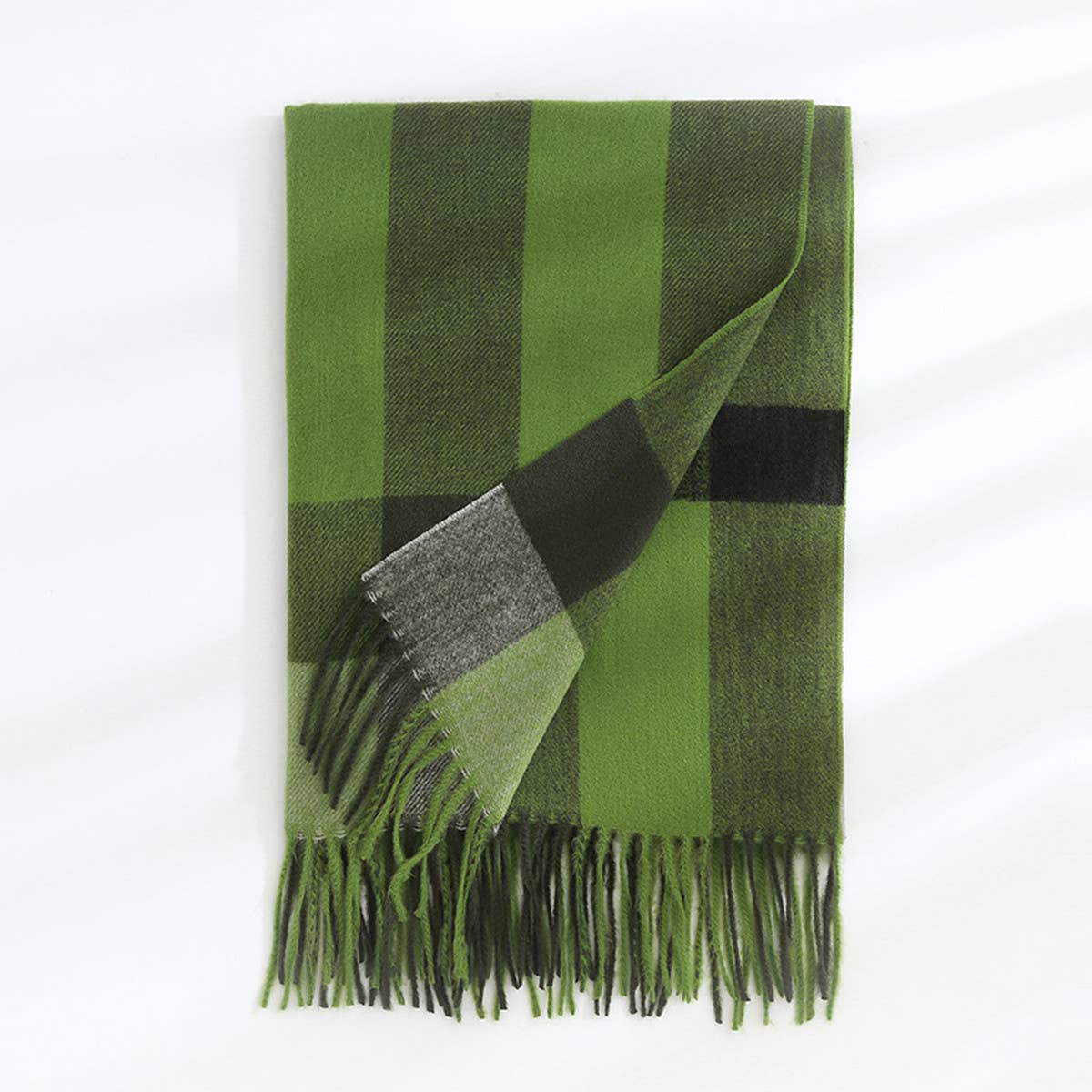 Plaid Faux Cashmere Scarf - Thick Warm Neck Wrap_CWASC0242
