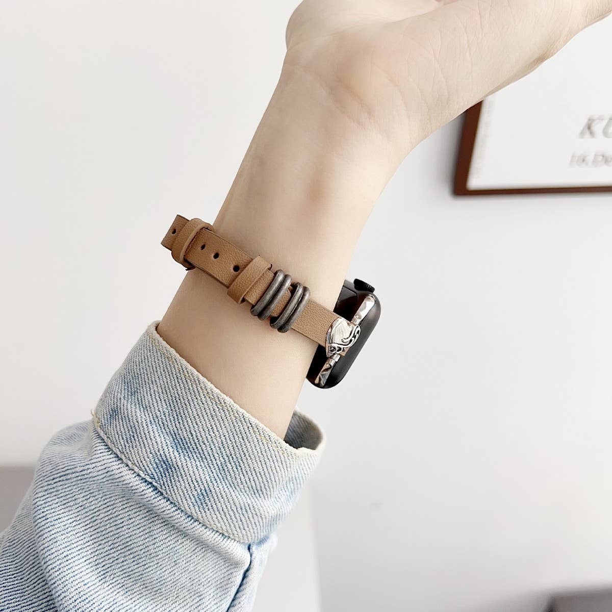 IWATCH9-1 14MM HEART LEATHER STRAP FOR APPLE WATCH