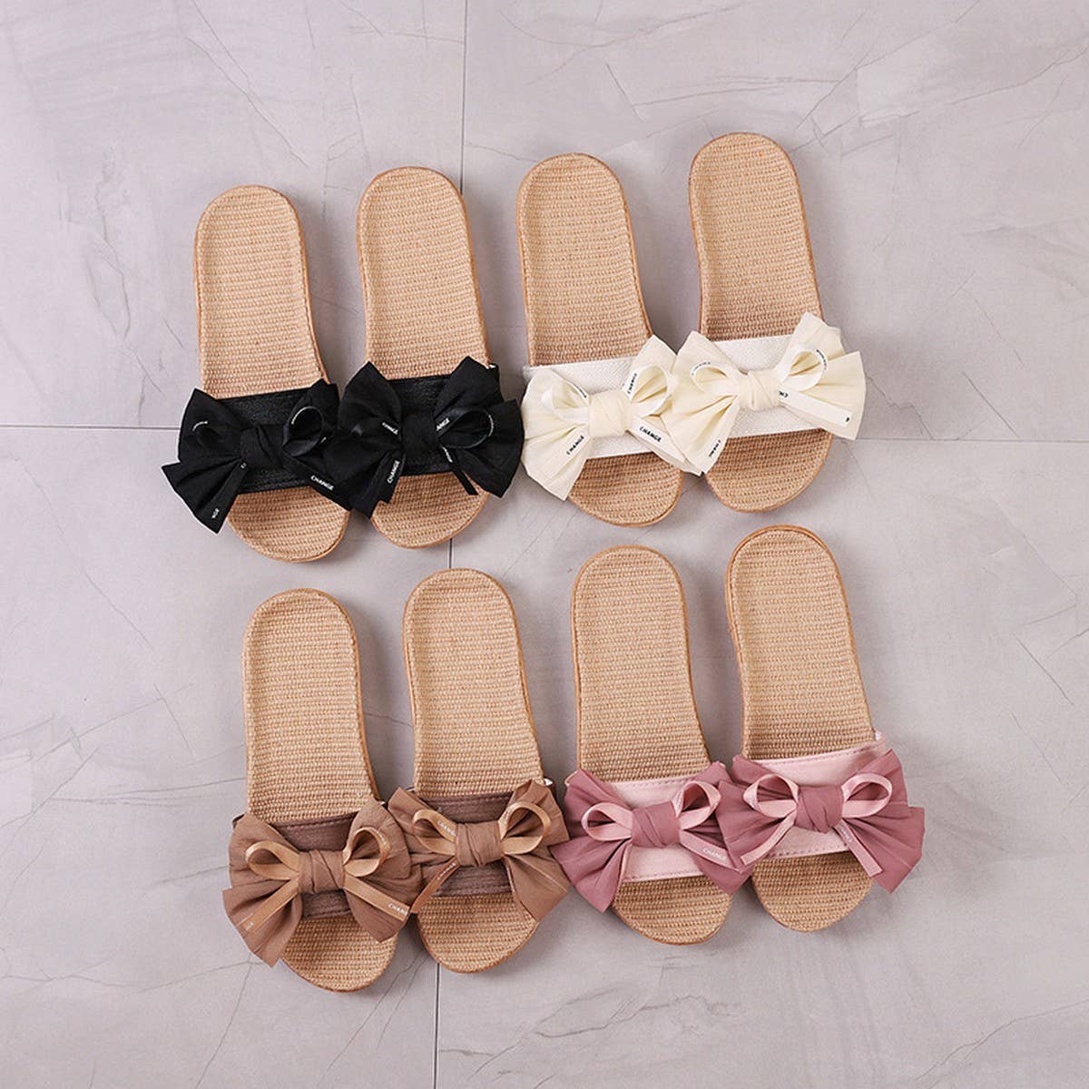 Cute Bow Linen Slippers for Home & Office