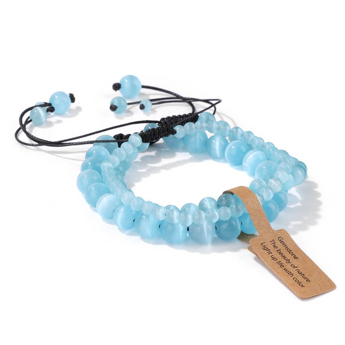 CWAJE4234_NATURAL STONE BEADS BRAIDED THREE-PIECE BRACELET