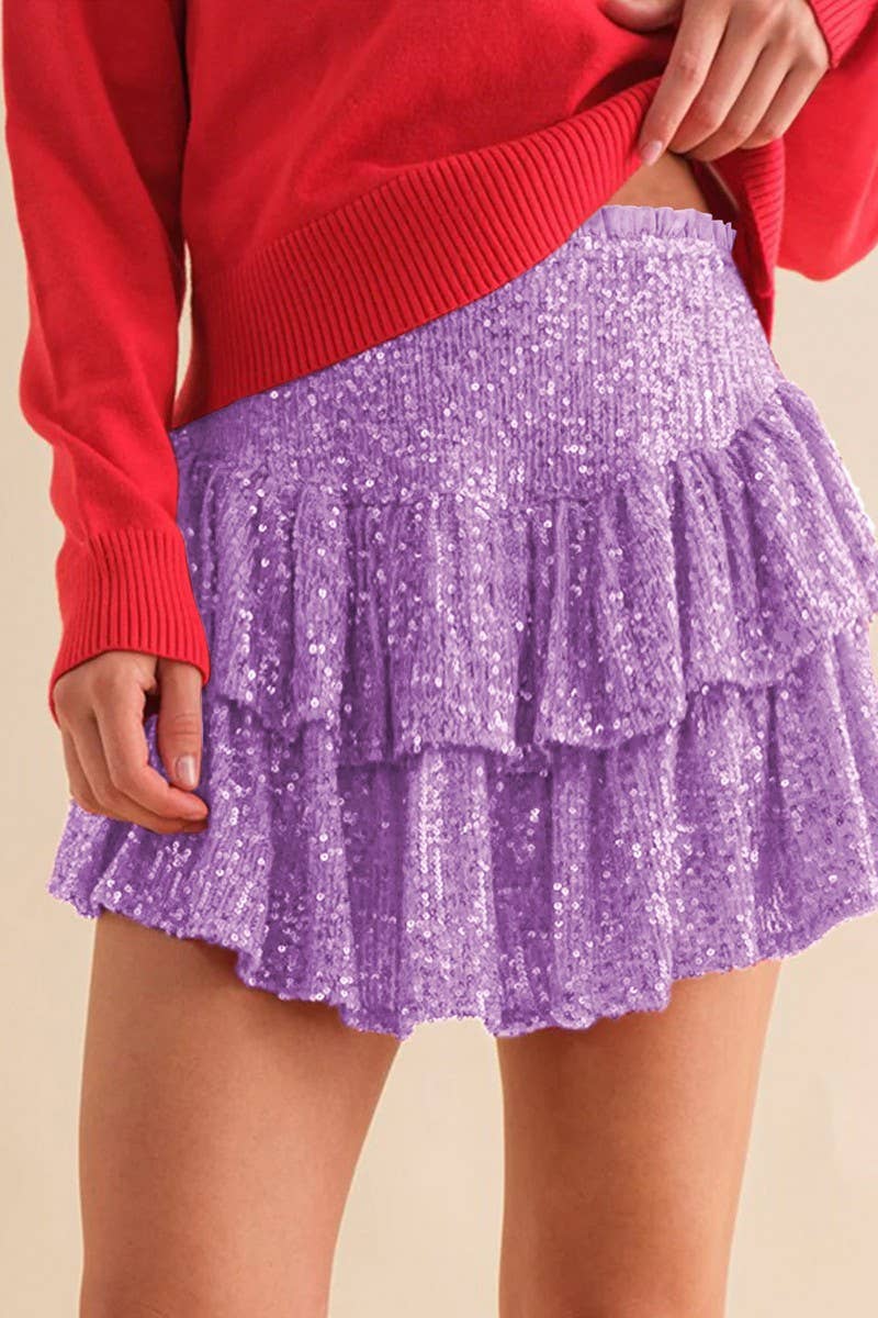 WOMEN'S SEQUIN CAKE SHORT SKIRT