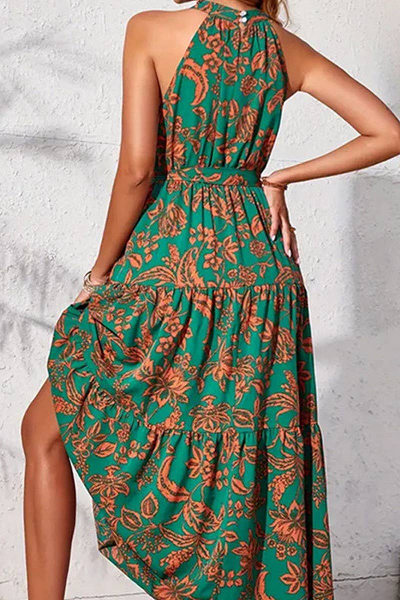 CWDMD5078_SUMMER HALTERNECK SLEEVELESS LONG DRESS