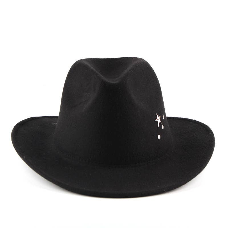 FELT JAZZ TOP HAT COWBOY HAT WITH OVERHUNG BRIM
