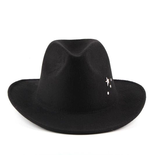 FELT JAZZ TOP HAT COWBOY HAT WITH OVERHUNG BRIM