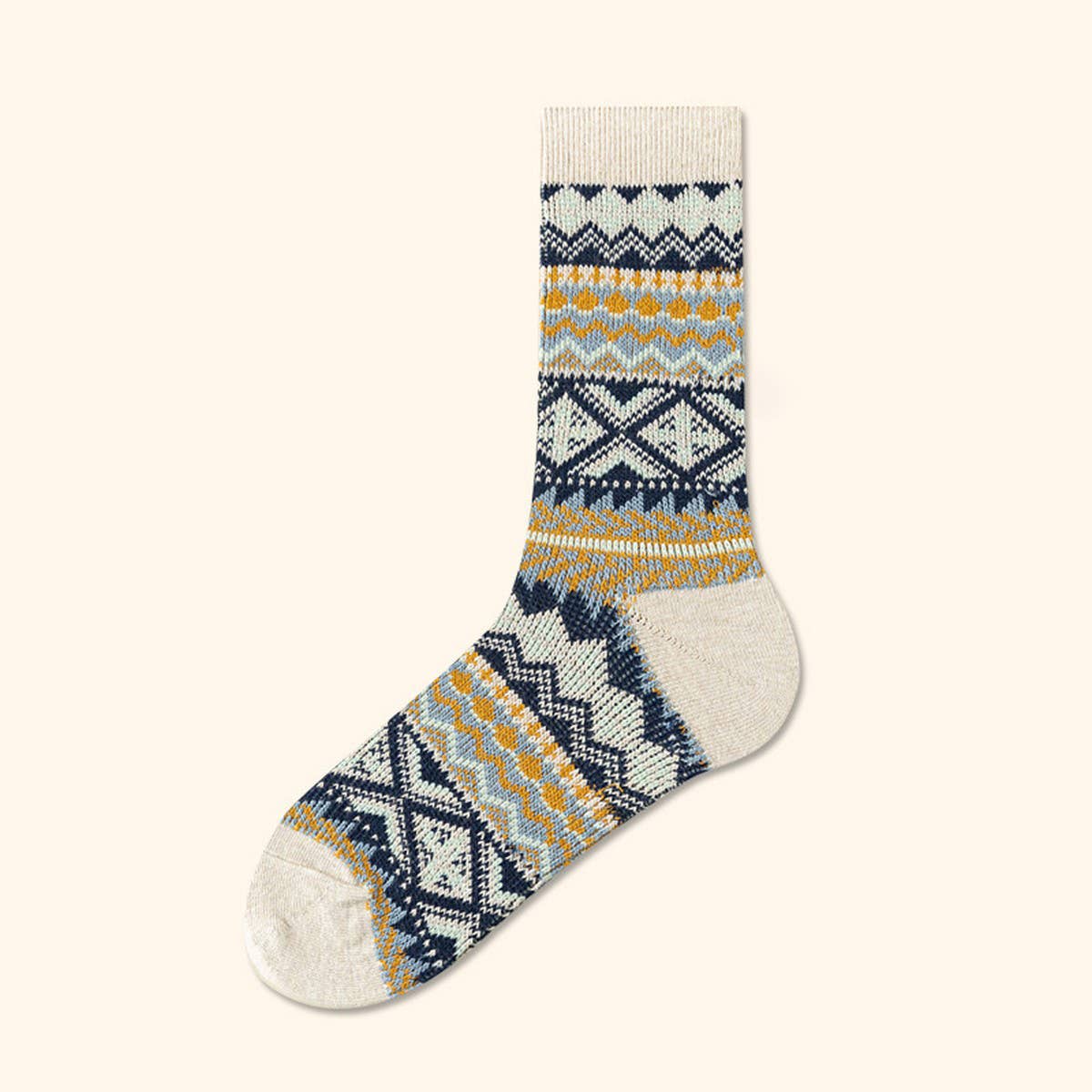 CWMS02727_VINTAGE TRIBAL DIAMOND STRIPE LONG SOCKS
