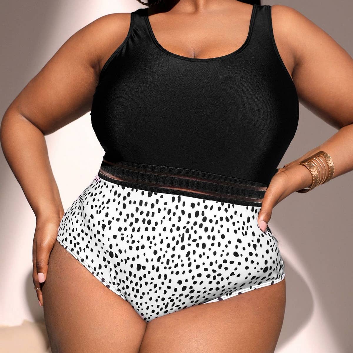 SIMPLE PRINTED ONE-PIECE BIKINI SWIMSUIT_CWMW0230