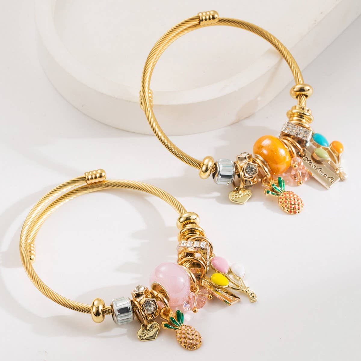 Gold Stainless Steel Bracelet with PineappleBalloon