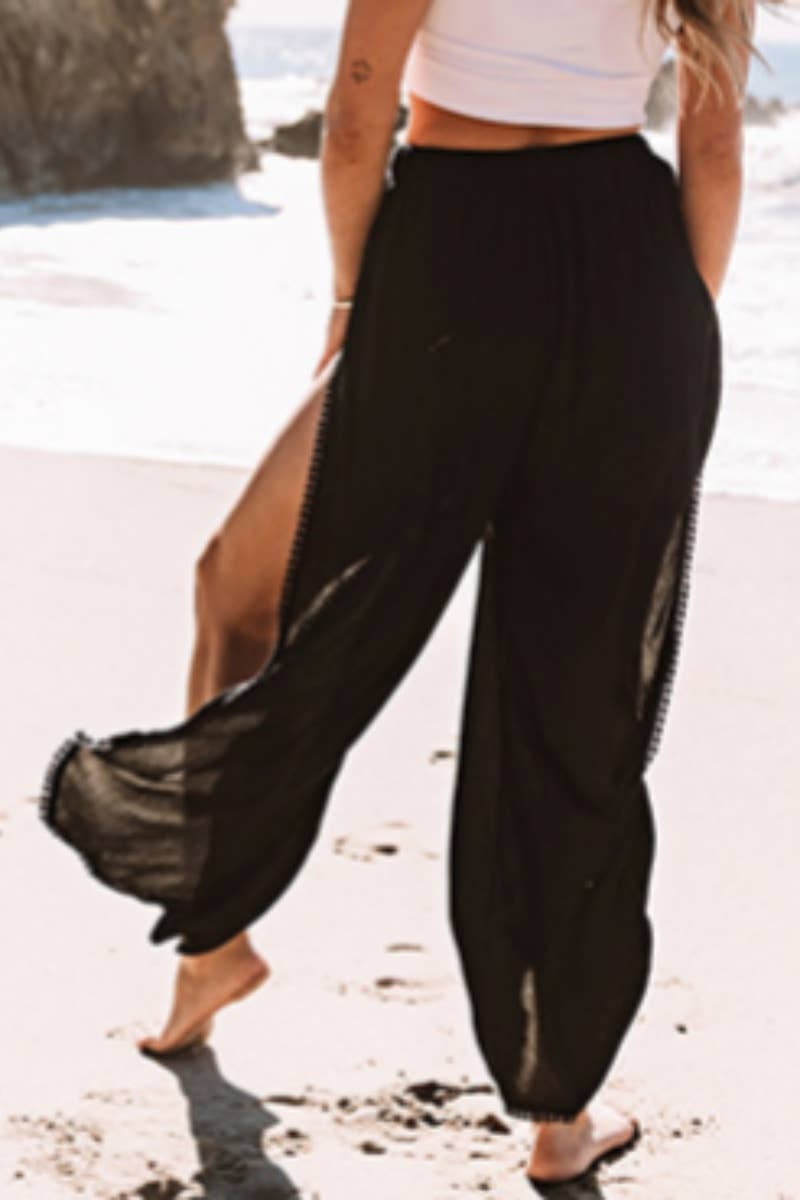 CWBMP0158_SUMMER CASUAL SPLIT HIGH-WAISTED PANTS