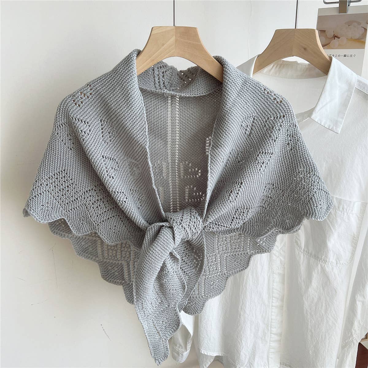 Knit Triangle Shawl Wrap for Summer Air Rooms