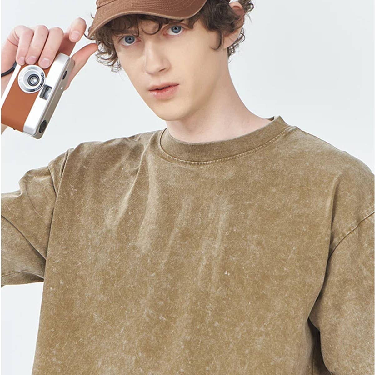 250g Vintage Washed Wax-Dyed Cotton T-Shirt ??Custom Logo