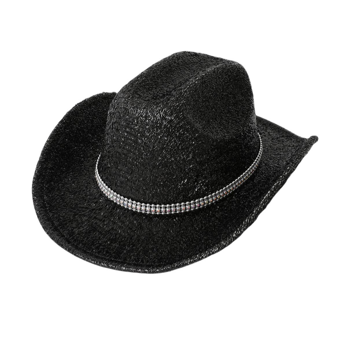 Reflective Rhinestone Western High Crown Hat_CWAH3655