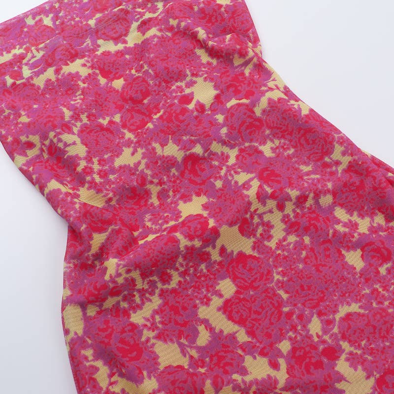 Sexy printed covers buttocks halter short dress