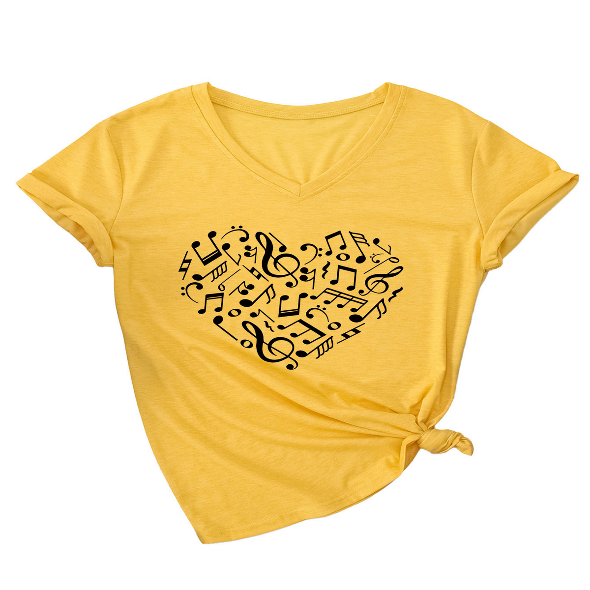 Heart and Music V-Neck T-Shirt ? Relaxed Fit