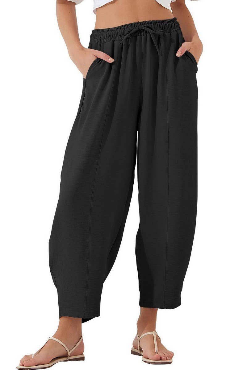 CWBLP01036_HIGH WAIST DRAWSTRING POCKET CROPPED PANTS