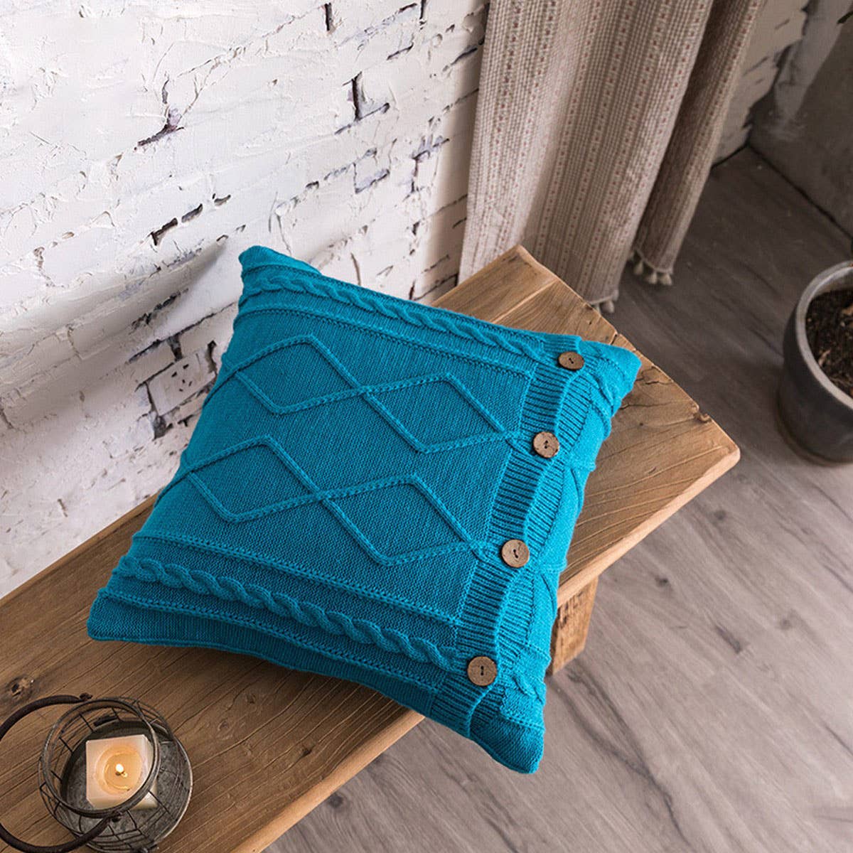 DIAMOND PATTERN TWIST BUTTON PILLOW CAR CUSHION