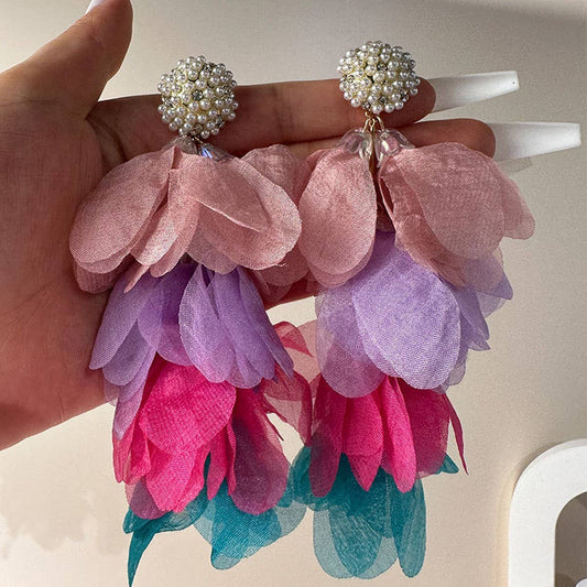 Bold Four-Color Tassel Earrings ??Statement Drops_CWMM6175
