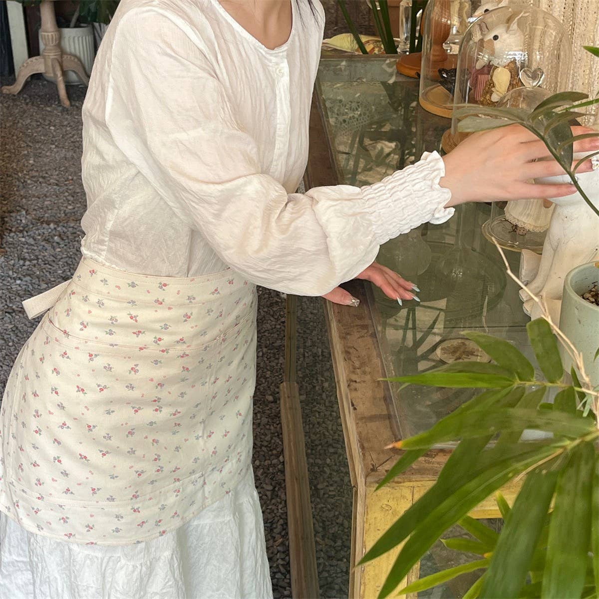 HALF-BODY FLORAL HOME CAFE WORK APRON