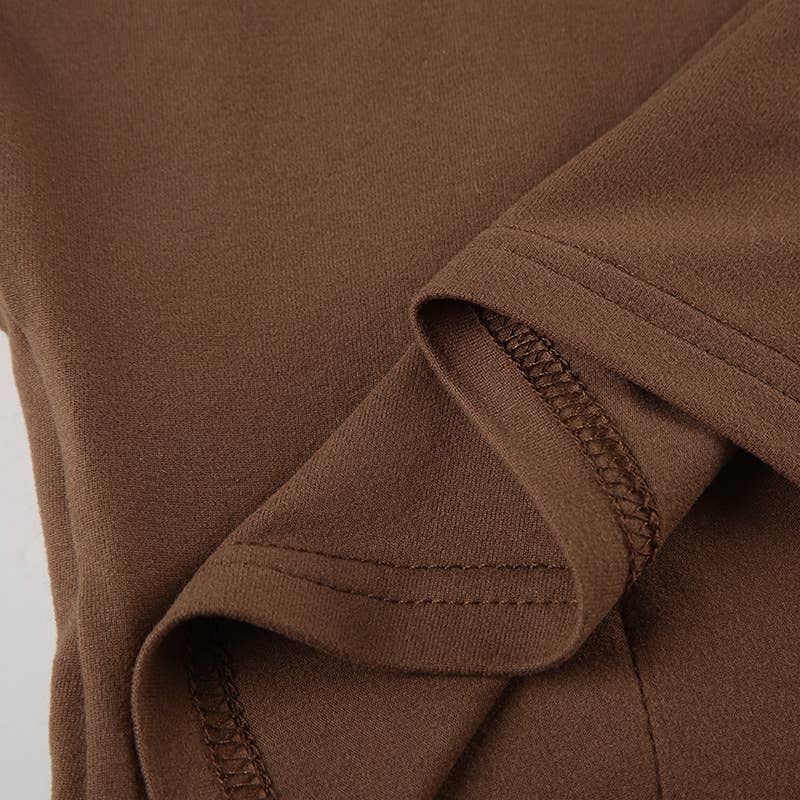 VINTAGE WOOD EAR TRIM V-NECK LONG SLEEVE T-SHIRT