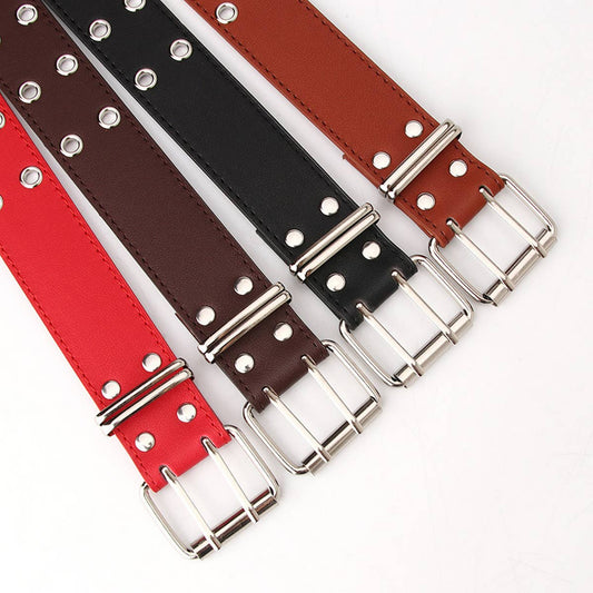 CWABE0936_DOUBLE ROW EYELET HOLLOW NEW PUNK STYLE BELT