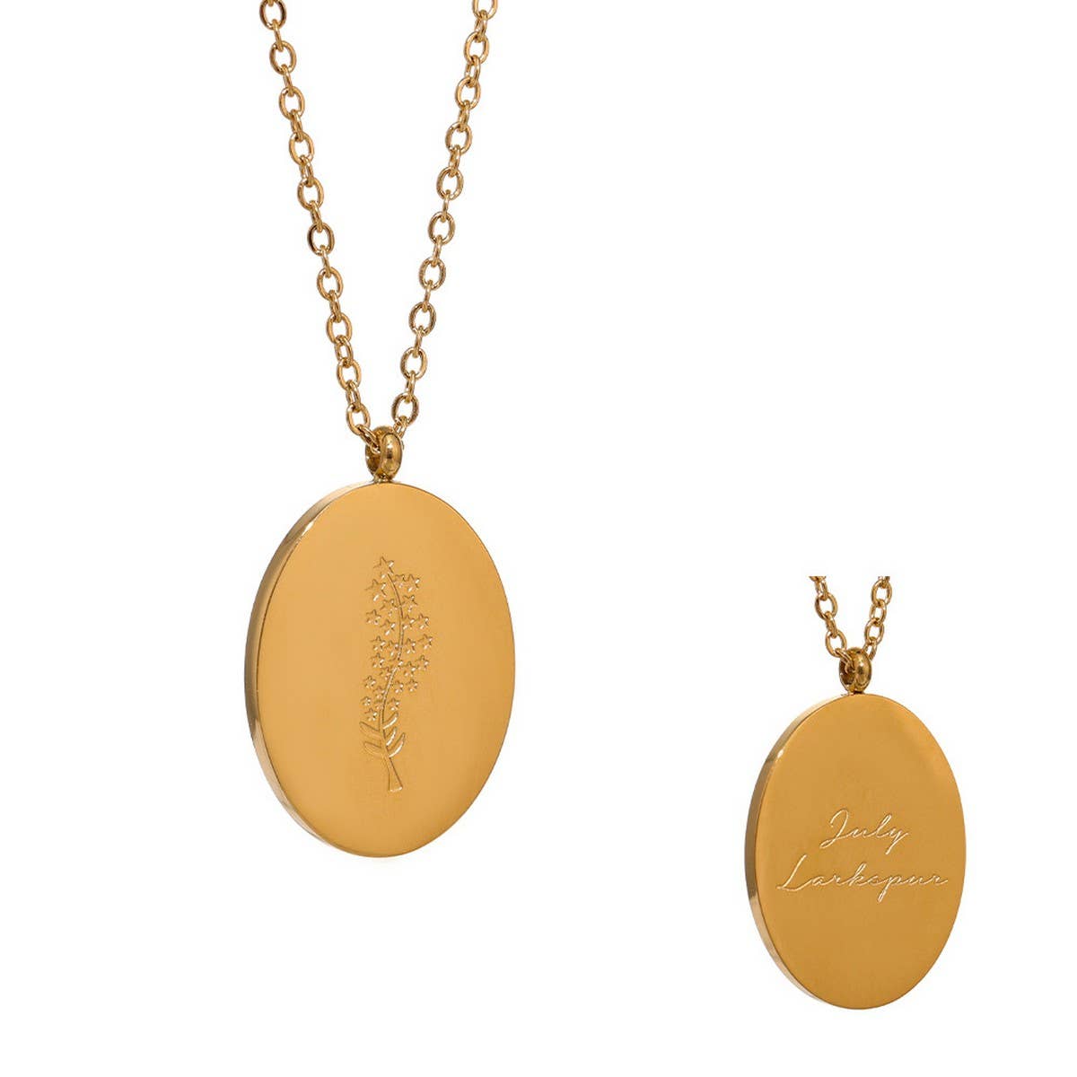 GOLD STAINLESS STEEL DECEMBER FLOWER NECKLACE