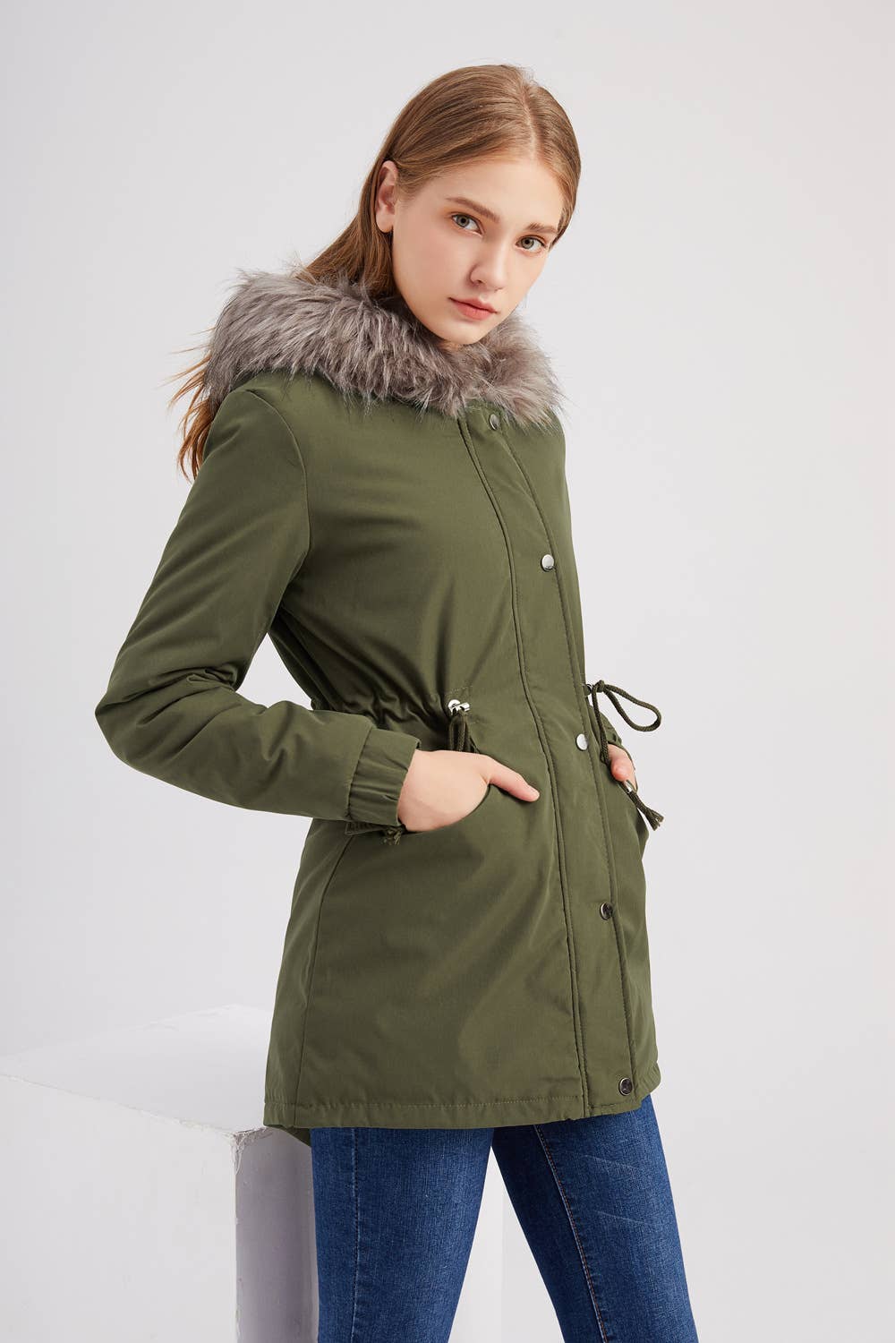 HOODED WARM PADDED JACKET WITH FLEECE