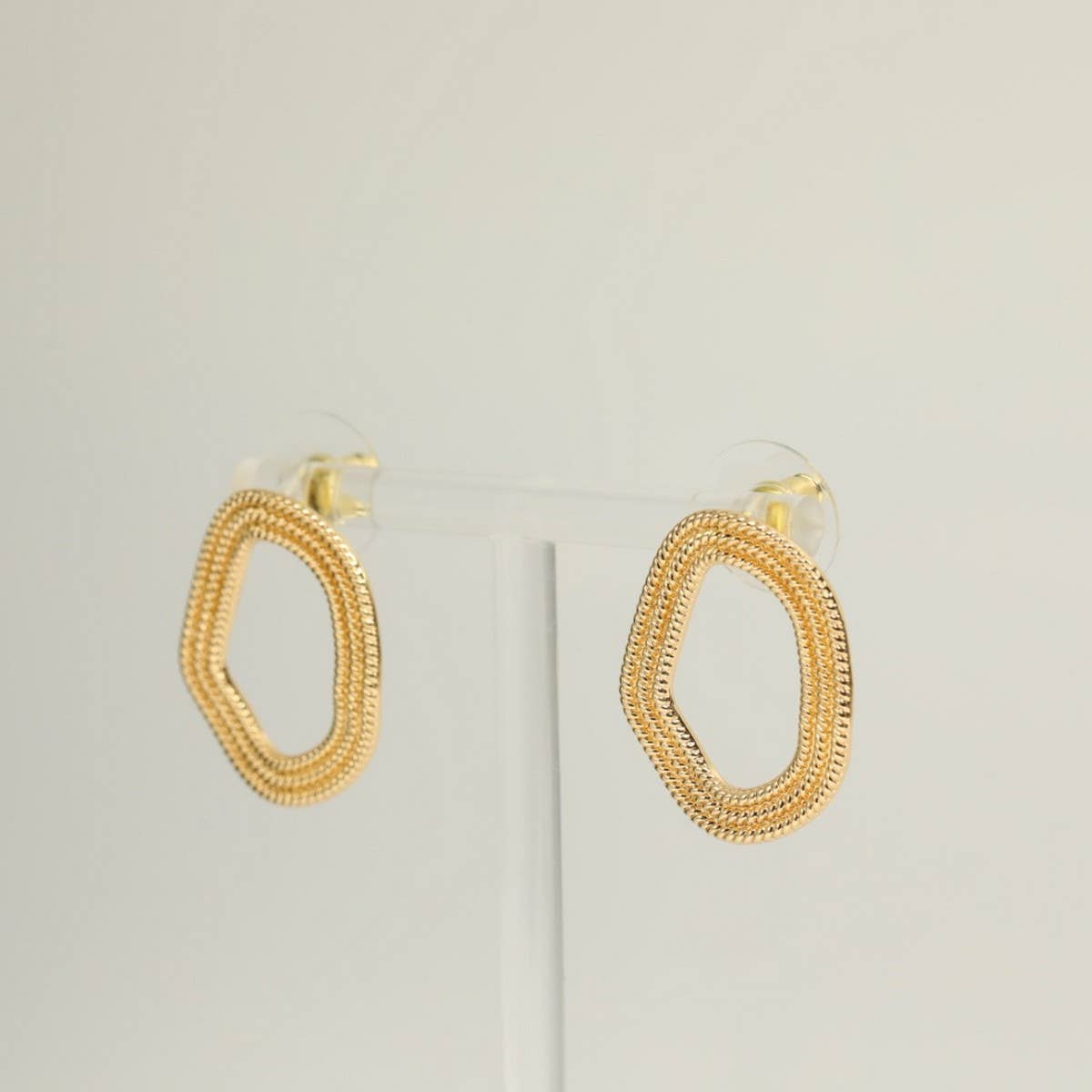 Unique Copper Circle Chain Hoop Stud Earrings