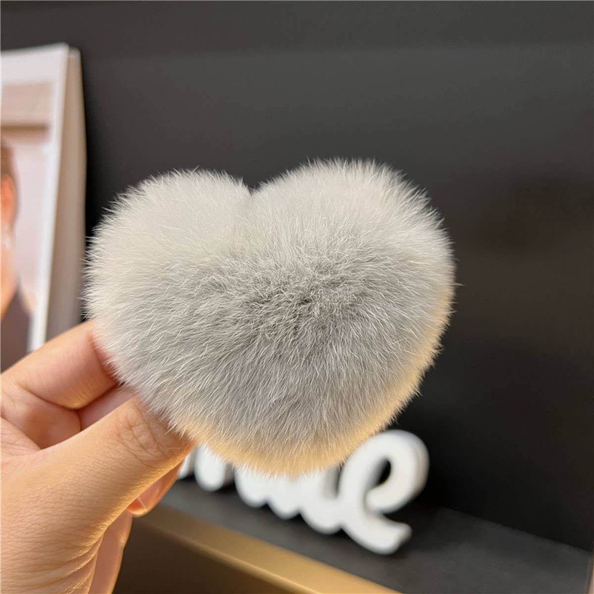 Cute Rex Rabbit Heart Hair Clip - Fluffy BB Pin