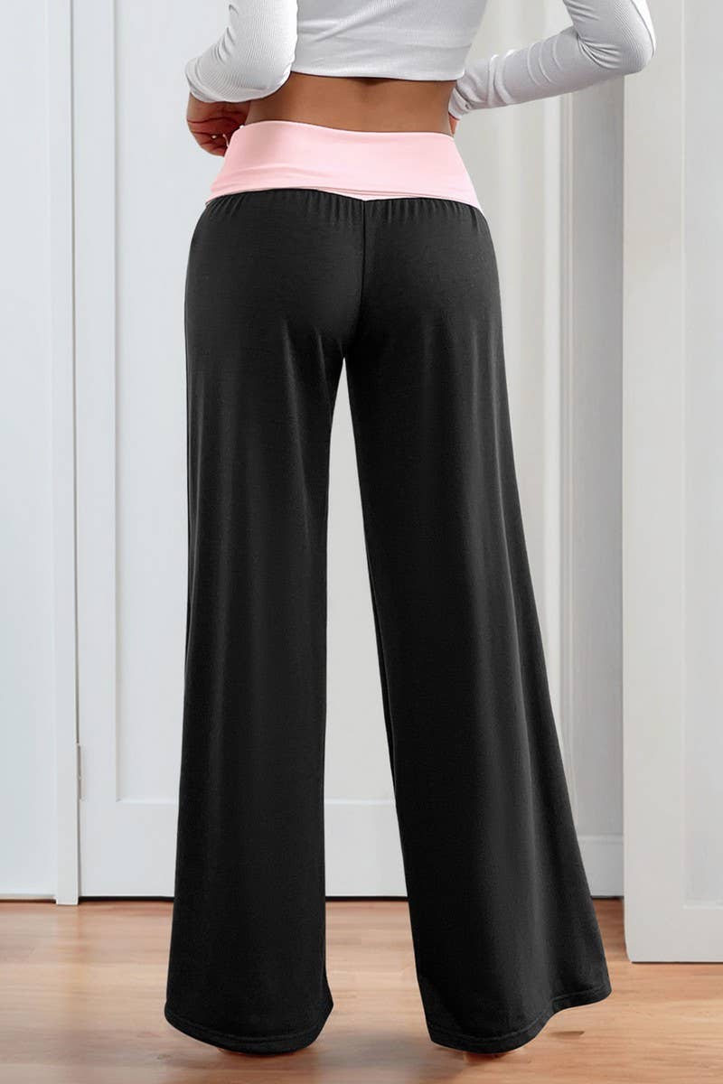 CWBLP00933_LOW WAIST COLORBLOCK WIDE LEG TRACK PANTS