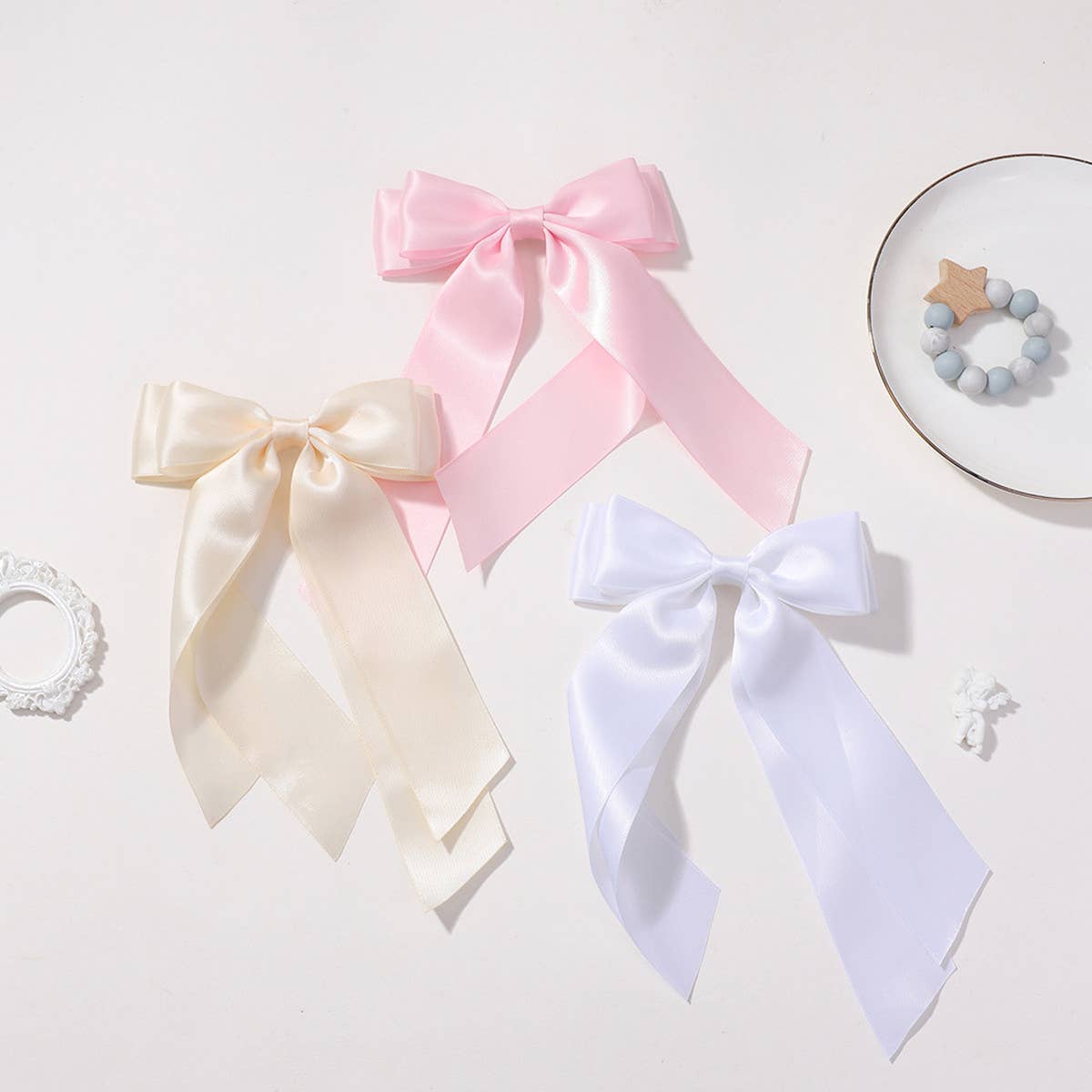 CHILDREN'S CANDY COLOR RIBBON BOW HAIRPIN