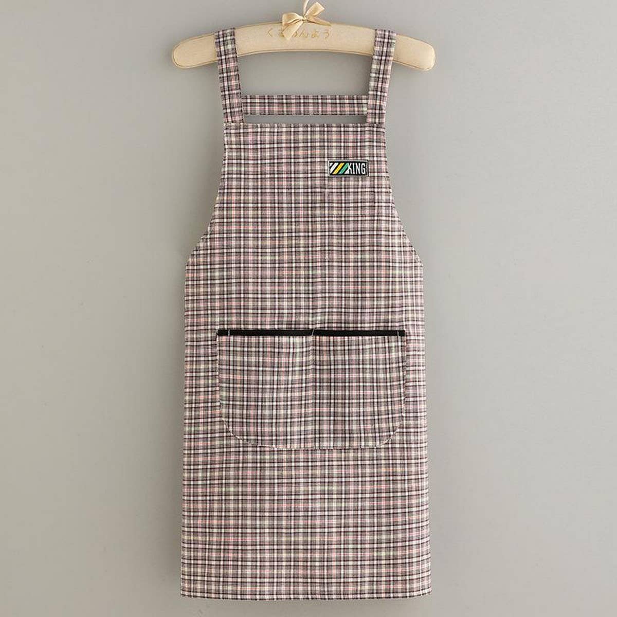Summer thin Plaid Cotton apron with pockets bulk