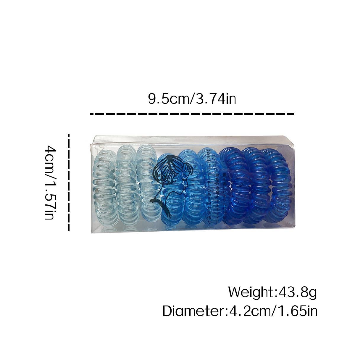 Nine candy-colored rubber bands for hair ties