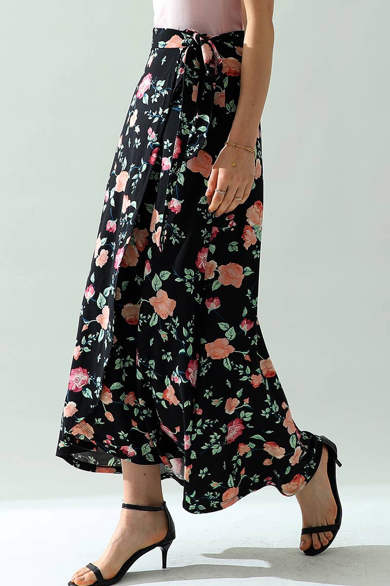 CWBLS117_High Waisted Maxi Wrap Skirts with Slit