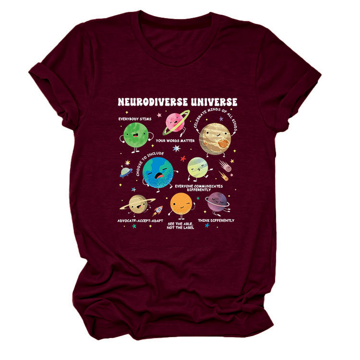Casual Cute Tee ??Neurodiverse Universe Design_CWTTSL0513