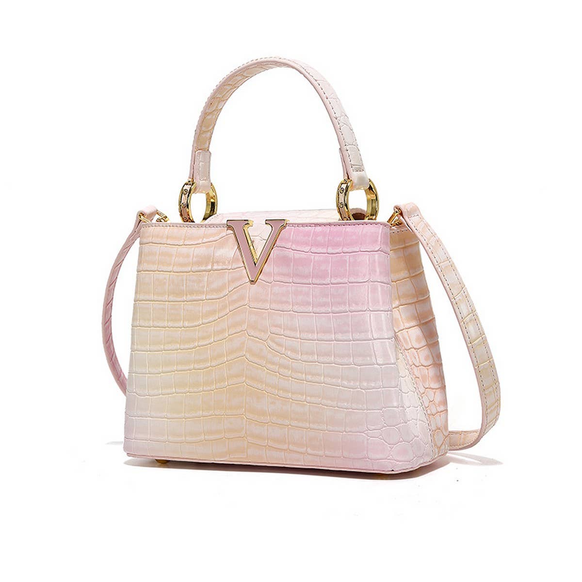 CROCODILE PATTERN HIGH-END SHINY LEATHER HANDBAG_CWAB3617