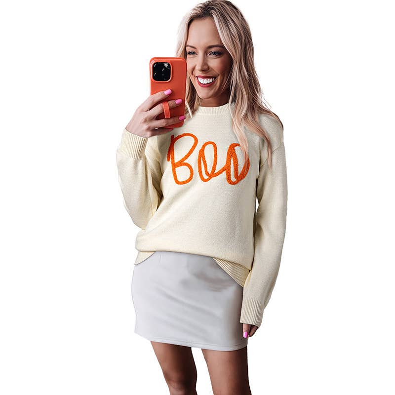 ROUND NECK THREAD CASUAL LETTER-PRINTED SWEATER