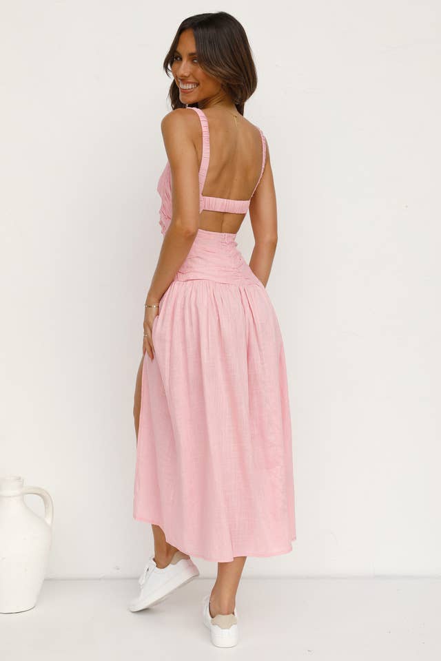 Slit at the waist fashion waist-cinching dress