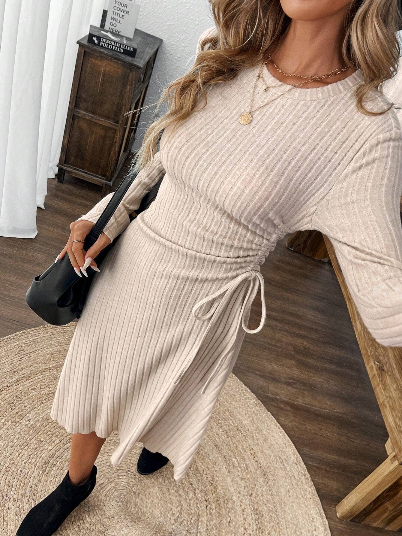 SIMPLE SLIM FIT MID-LENGTH FASHION CASUAL DRESS