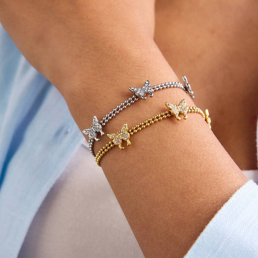 Luxury 18K Gold White Zircon Butterfly Bracelet