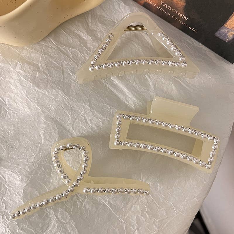 Pearl Geometric Hair Claw ??French Style Clip_CWAHA0618