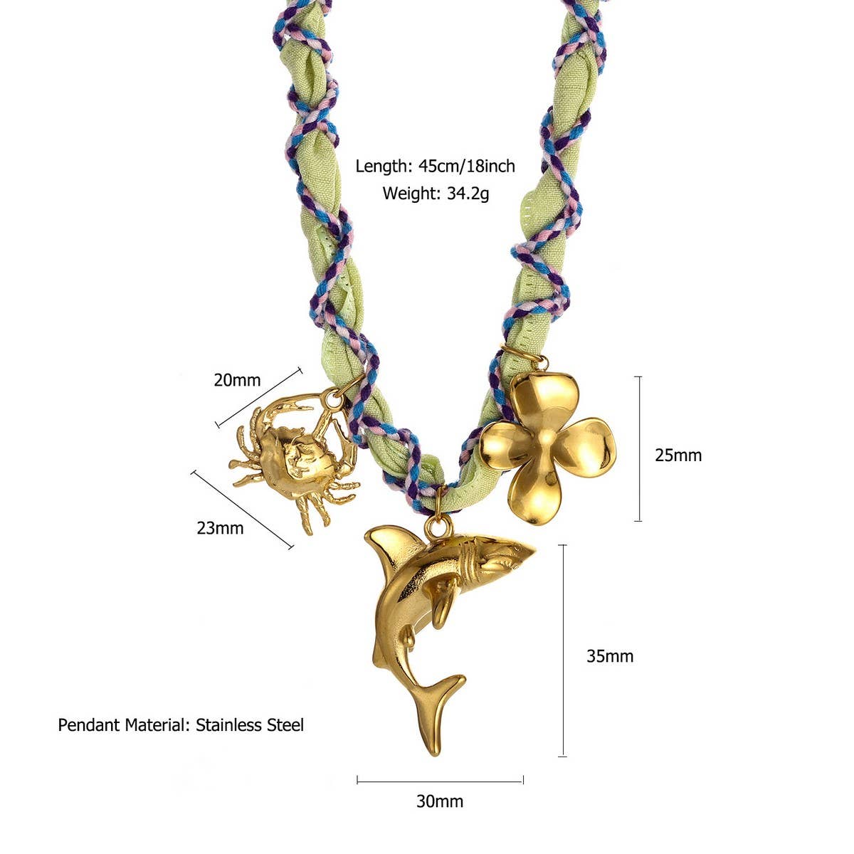 Handmade Ocean Scarf Necklace with Star & Dolphin