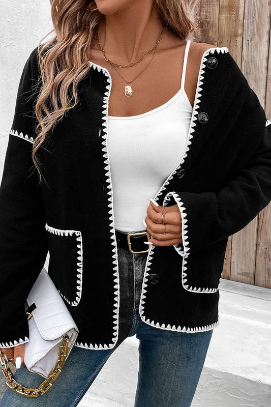 CWOCO0405_ROUND NECK LOOSE COLOR BLOCK POCKET JACKET