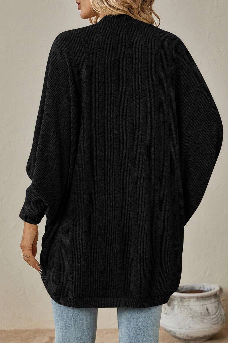 CWOCAL00784_SOLID COLOR LOOSE MID-LENGTH KNITTED CARDIGAN