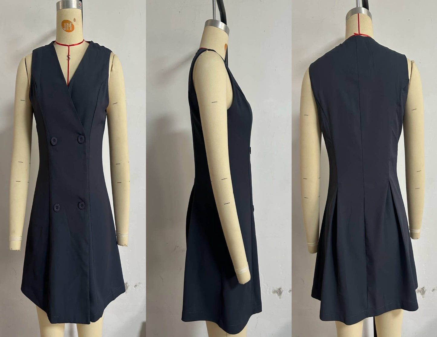 Street fashion solid-color sleeveless slim dress