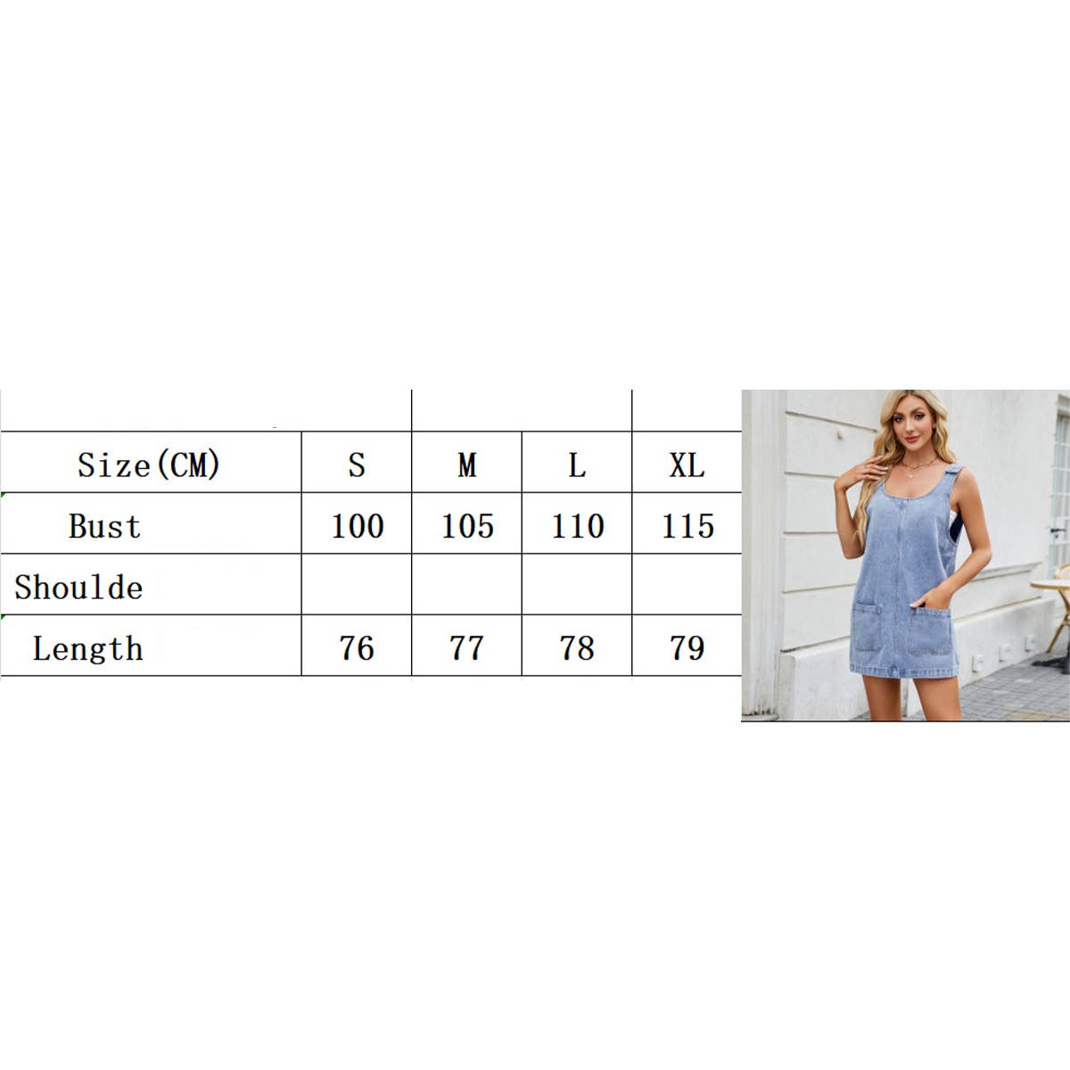 U-neck loose straight denim short strap dress