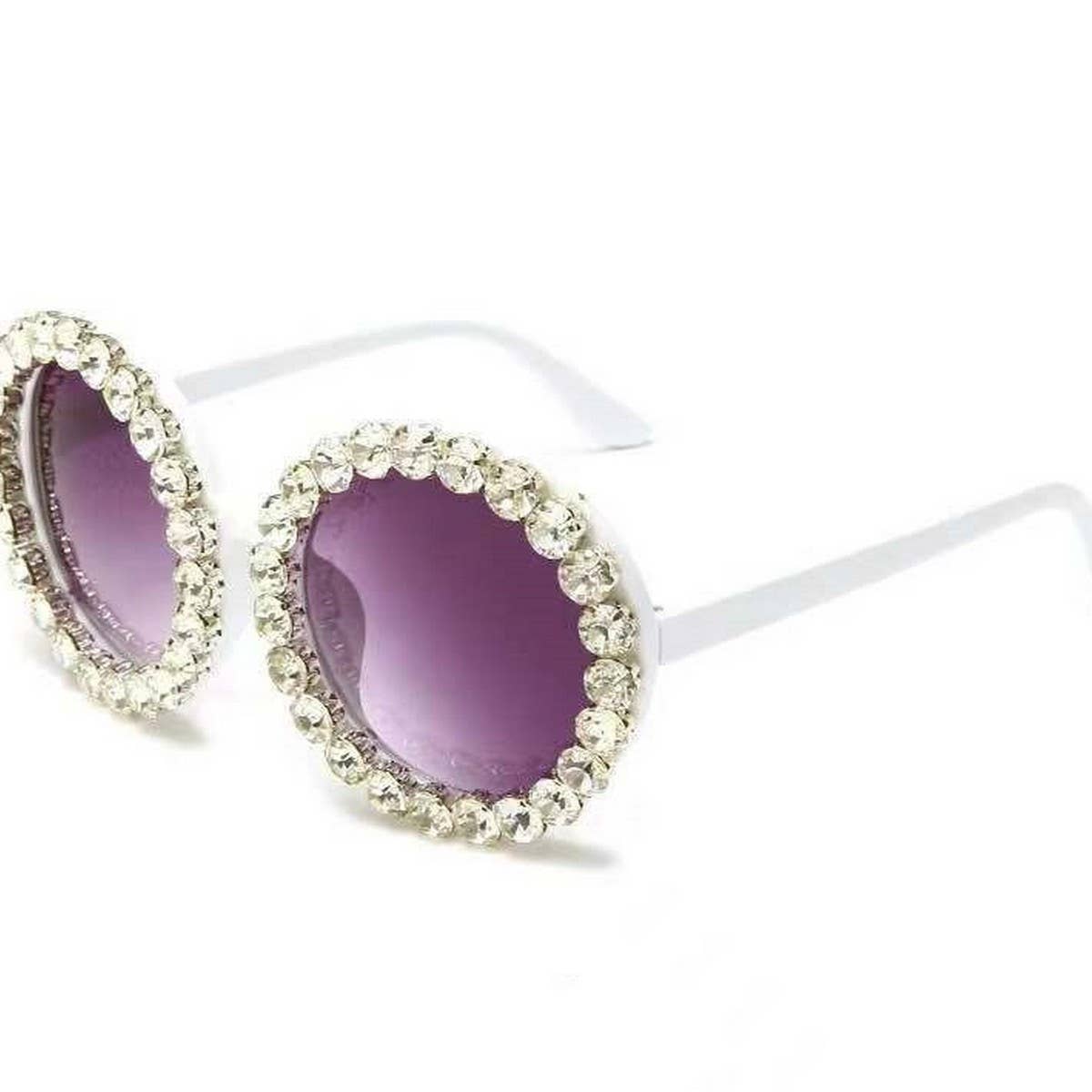 DIAMOND EXAGGERATED ROUND FRAME SUNGLASSES